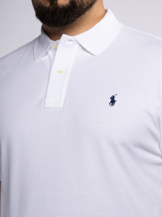Polo Piqué Uni Grande Taille Blanc