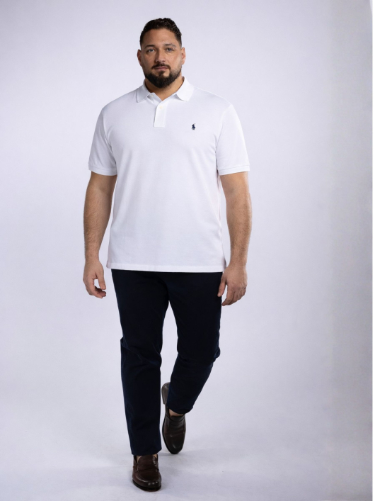 Polo Piqué Uni Grande Taille Blanc