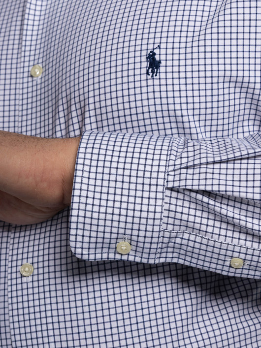 Chemise à Carreaux Grande Taille Blanche et Bleue