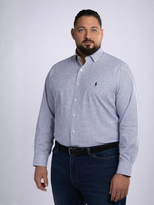 Chemise à Carreaux Grande Taille Blanche et Bleue