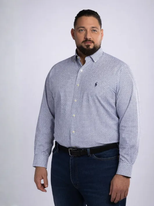 Chemise à Carreaux Grande Taille Blanche et Bleue