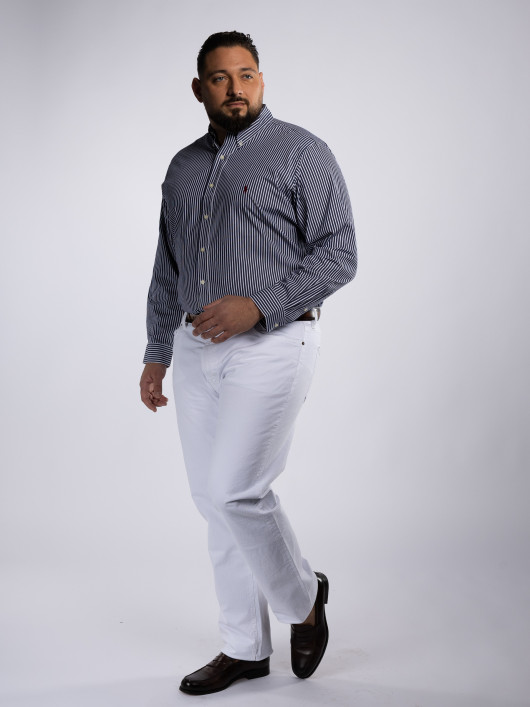 Chemise Rayée Grande Taille Marine et Blanche