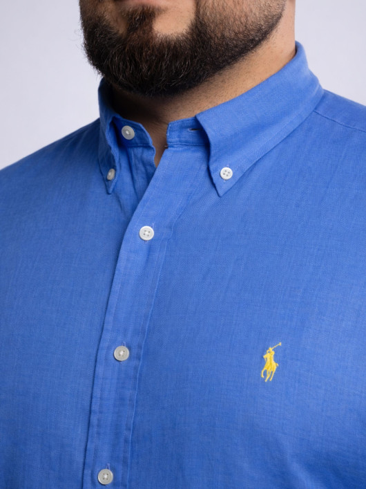 Chemise en Lin Grande Taille Bleue