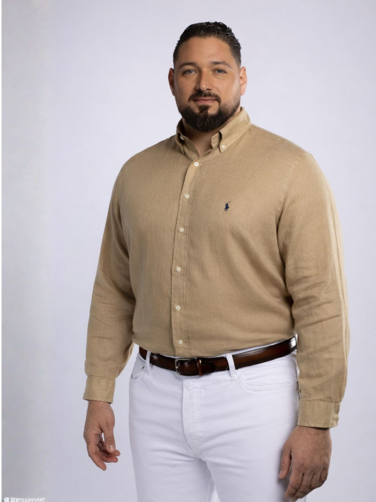 Chemise en Lin Grande Taille Beige