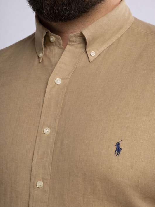 Chemise en Lin Grande Taille Beige