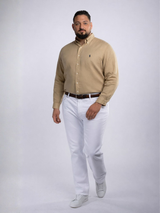 Chemise en Lin Grande Taille Beige