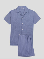 Pyjacourt Motifs Pieds de Poule Grande Taille Bleu et Blanc