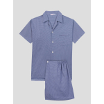Pyjacourt Motifs Pieds de Poule Grande Taille Bleu et Blanc