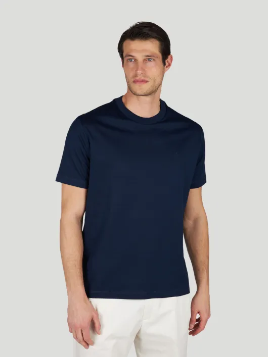 Tee-Shirt Coton Piqué Mercerisé Grande Taille Marine