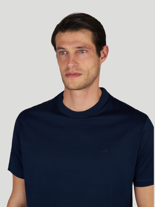 Tee-Shirt Coton Piqué Mercerisé Grande Taille Marine