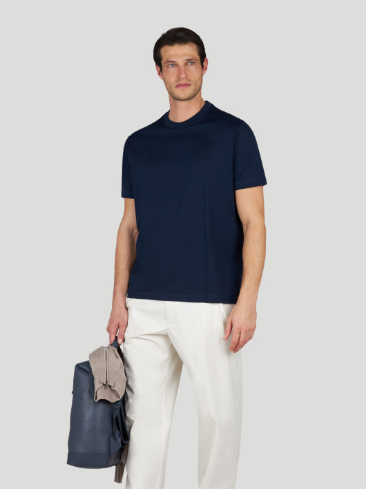 Tee-Shirt Coton Piqué Mercerisé Grande Taille Marine