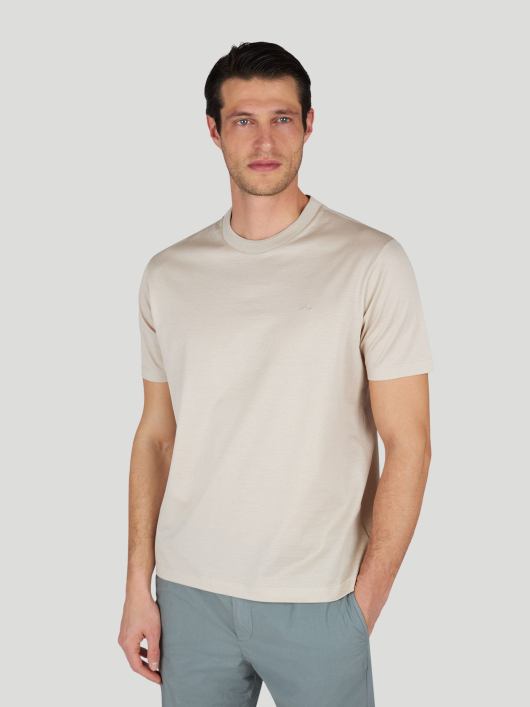 Tee-Shirt Coton Piqué Mercerisé Grande Taille Beige