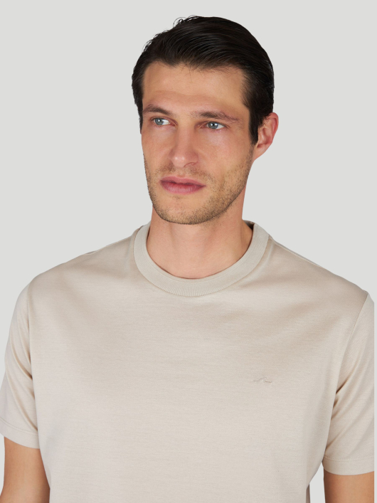 Tee-Shirt Coton Piqué Mercerisé Grande Taille Beige