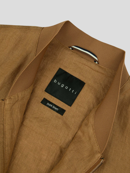 Blouson Uni en Lin Grande Taille Cognac