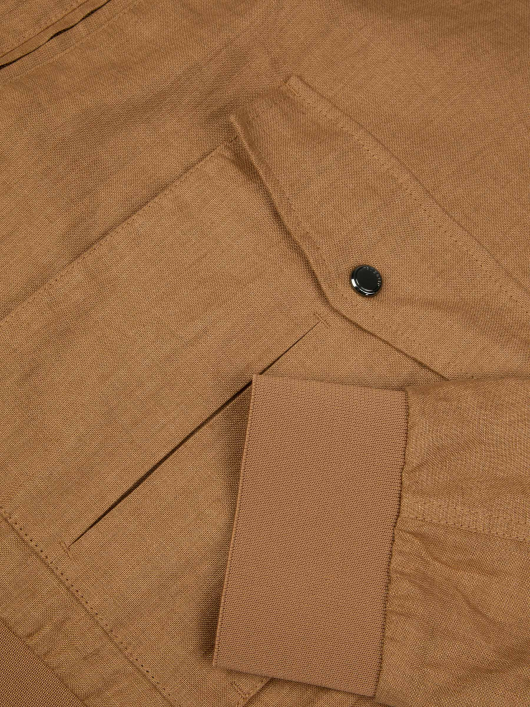 Blouson Uni en Lin Grande Taille Cognac