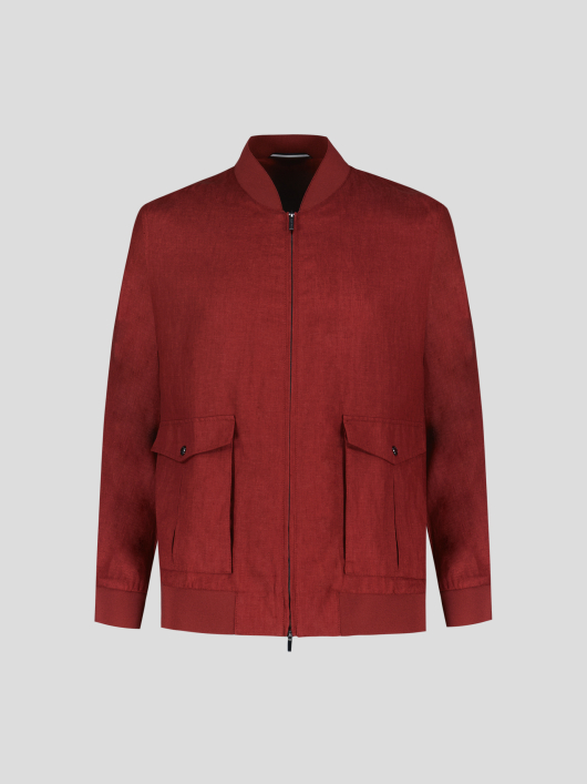 Blouson Uni en Lin Grande Taille Bordeaux