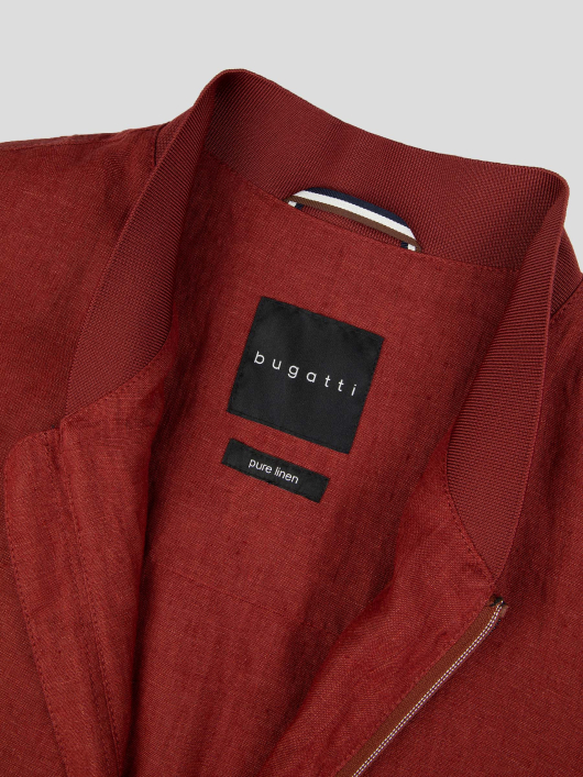 Blouson Uni en Lin Grande Taille Bordeaux