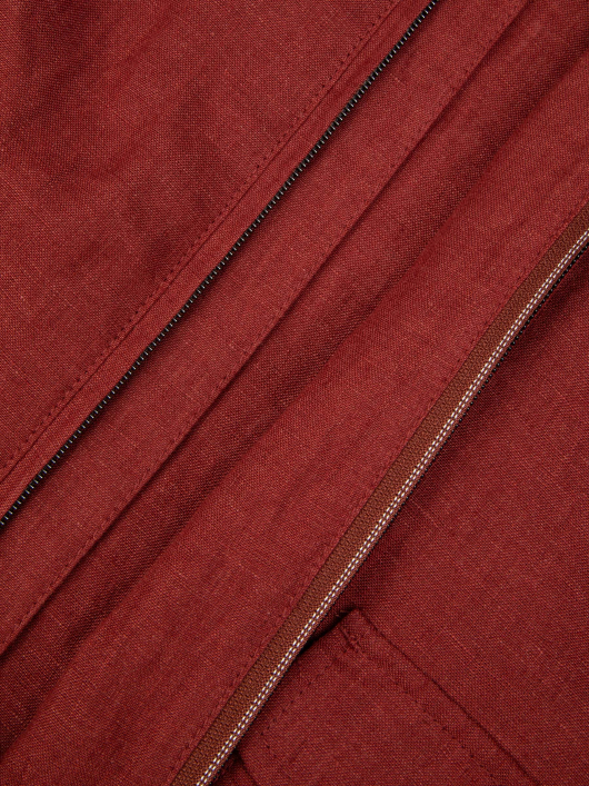 Blouson Uni en Lin Grande Taille Bordeaux