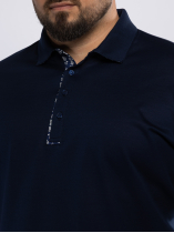 Polo Jersey détails tissu Fleuri Grande Taille Marine