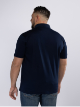 Polo Jersey détails tissu Fleuri Grande Taille Marine