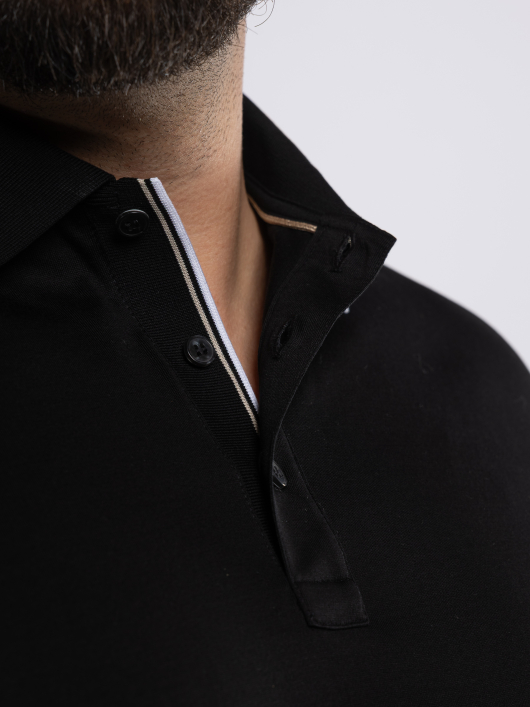 Polo Jersey Mercerisé Grande Taille Noir