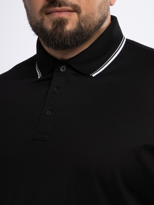 Polo Jersey Mercerisé Grande Taille Noir