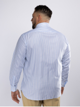 Chemise Coton Oxford Rayée Grande Taille Bleue et Blanche