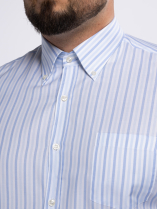 Chemise Coton Oxford Rayée Grande Taille Bleue et Blanche