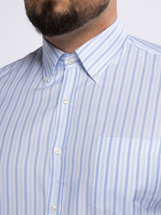 Chemise Coton Oxford Rayée Grande Taille Bleue et Blanche