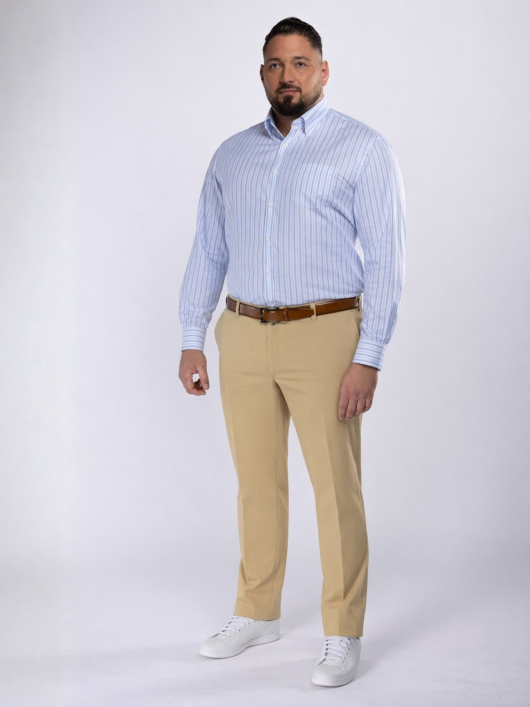 Chemise Coton Oxford Rayée Grande Taille Bleue et Blanche