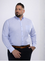 Chemise Coton et Lin Rayée Grande Taille Bleue et Blanche