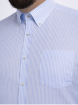 Chemise Coton et Lin Rayée Grande Taille Bleue et Blanche