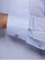 Chemise Coton et Lin Rayée Grande Taille Bleue et Blanche