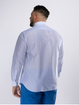 Chemise Voile de Coton Rayée Grande Taille Bleue et Blanche