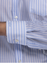 Chemise Voile de Coton Rayée Grande Taille Bleue et Blanche