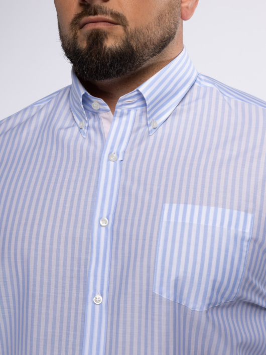 Chemise Voile de Coton Rayée Grande Taille Bleue et Blanche