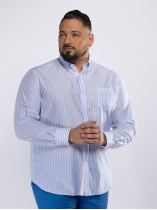 Chemise Voile de Coton Rayée Grande Taille Bleue et Blanche