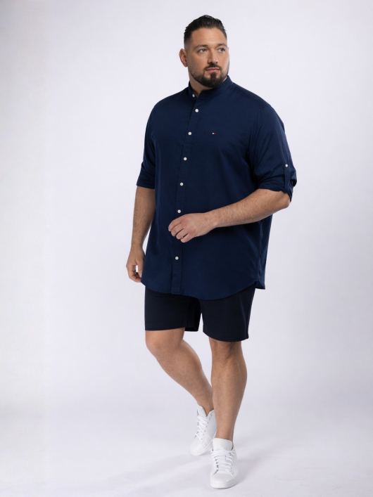 Chemise Col Mao Grande Taille Bleu Marine
