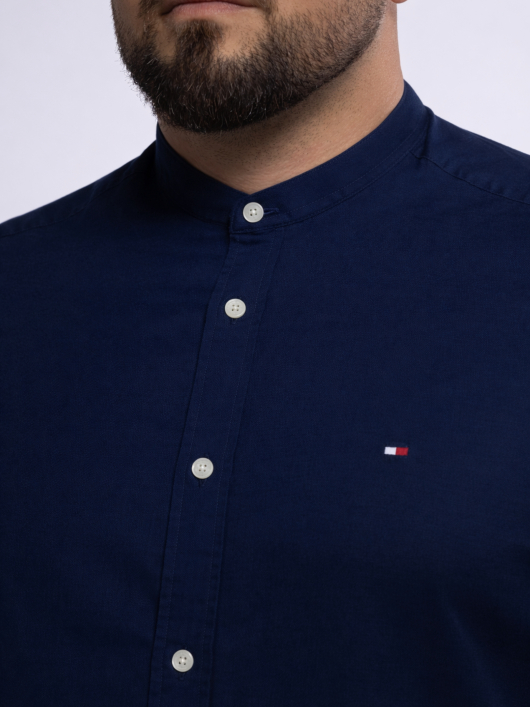 Chemise Col Mao Grande Taille Bleu Marine