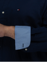 Chemise Col Mao Grande Taille Bleu Marine