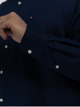 Chemise Col Mao Grande Taille Bleu Marine