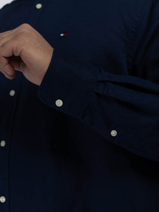 Chemise Col Mao Grande Taille Bleu Marine