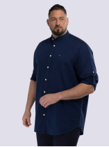 Chemise Col Mao Grande Taille Bleu Marine