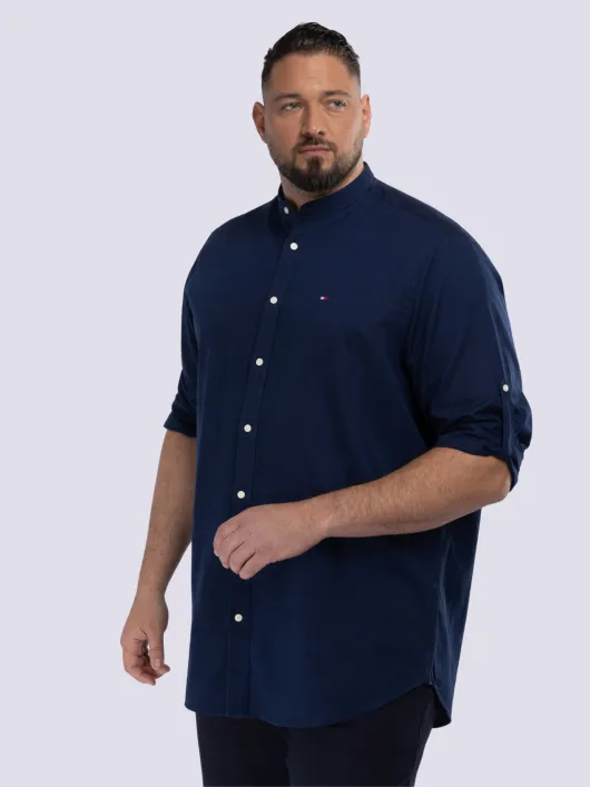 Chemise Col Mao Grande Taille Bleu Marine