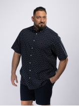 Chemisette Micro Motifs Grande Taille Bleu Marine