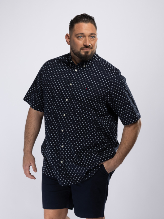 Chemisette Micro Motifs Grande Taille Bleu Marine