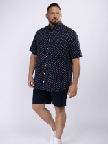 Chemisette Micro Motifs Grande Taille Bleu Marine
