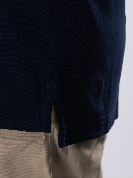 Polo Interlock Col Jacquard Grande Taille Marine