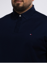 Polo Interlock Col Jacquard Grande Taille Marine