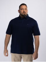 Polo Interlock Col Jacquard Grande Taille Marine